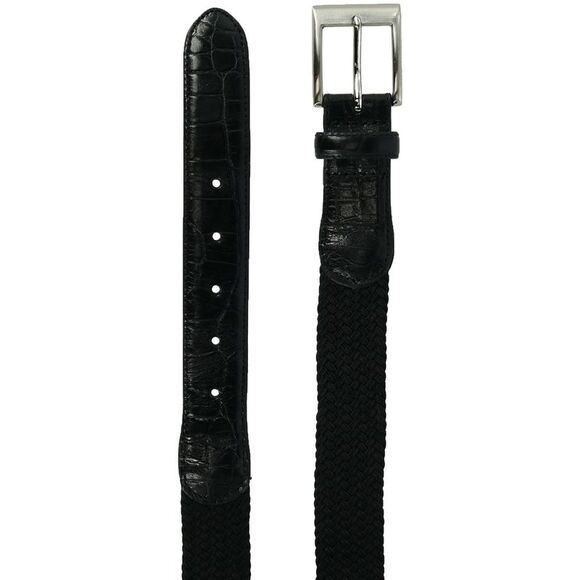 CTM Men's Big & Tall Braided Elastic Stretch Belt with Croc Print End Tabs - Picture 5 of 6